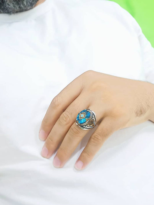 خاتم فضة تركي فاخر – تاج السلطان - الوزن: حوالي 19 غرام